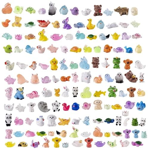 jrootouh 140 Pack Mini Animals Tiny Duck,Cow,Bee Figurines Bulk for Miniature Dollhouse Decor Accessories Garden Aquarium Potted Ornament Party DIY Charms Office Classroom Activity to Hide - Image 1