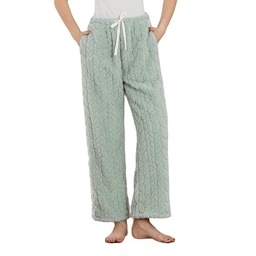 LYCY Fluffy Pajama Pants for Women, Comfy Fuzzy Pj Bottoms with Pockets Drawstring Fleece Sleepwear Soft Winter - Image 1