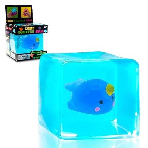Cube Fidget Toy with Maltose Filling - Glow-in-The-Dark Unicorn Whale Inside, Squishy Sensory Toy, Stress Relief Toy for Halloween, Christmas & Birthday Gift - Image 1