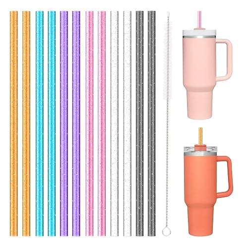 Allwith 12 PCS Replacement Straws for Stanley|Owala|Simple Modern 40oz 30oz Tumbler, Reusable Color Drinking Straws with Cleaning Brush for Stanley Cup Accessorie,BPA Free, Dishwasher Safe - Color Straw-12 pcs - For Stanley Cup 30oz/40oz/64oz - Image 1