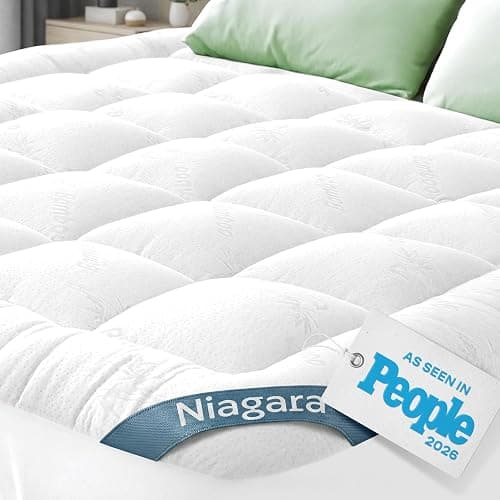Niagara Sleep Solution Ultra Soft Full Size Mattress Topper - Rayon Derived from Bamboo Pillow Top Mattress Pad for Back Pain Relief - Naturally Cooling for Hot Sleepers, White - Image 1
