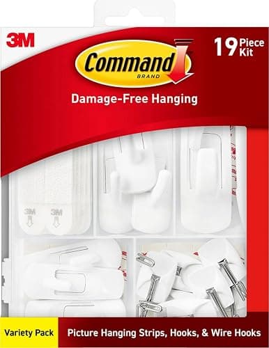 Command Variety Pack, Including 10 Pairs of Picture Hanging Strips, 6 Wire Hooks and 8 Utility Hooks for Hanging Christmas Decorations, Damage Free Hanging Up to 19 Items with Command Strips, 1 Kit - Image 1