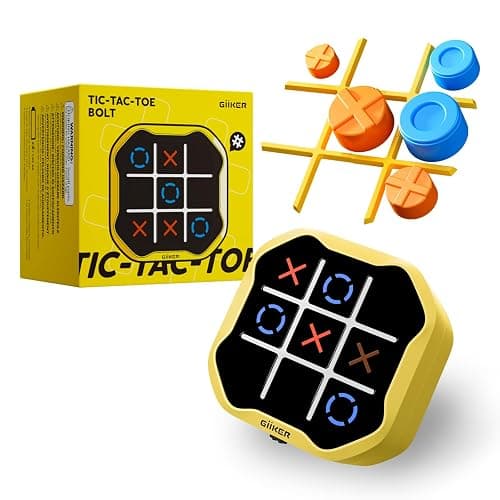 GiiKER Tic Tac Toe Bolt Game, Original 3-in-1 Handheld Games, Portable Travel Games for Car Ride, Toys Gift Idea for Kids and Adults, Stocking Stuffers Birthday Gifts for Boys Girls - Yellow - Image 1