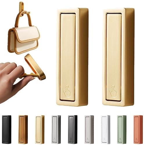 UVJJGZWR 2 Pack Flip Down Hook, Foldable Coat Hooks, Heavy Duty Wall Hooks Made of Zinc Alloy, Modern Minimalist Style Porch Key Valet Hook for Wall Hanging Coat, Towel, Hat, Backpack (Gold, Square) - Image 1