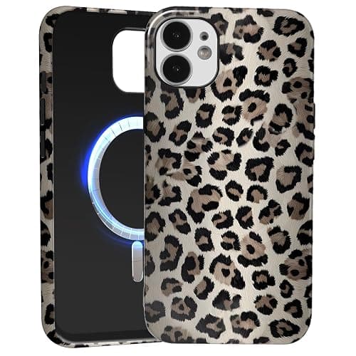Xylota Handyhülle Magnetische für iPhone 11 6,1" Hülle, Aesthetic Leopard Braun Muster Mädchen Case Kompatibel mit MagSafe, Dünn Silikon + PC Stoßfeste Schutzhülle Cover, 03 - Image 1