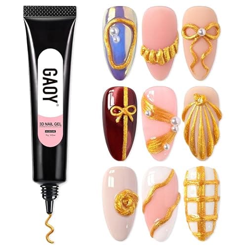 GAOY Gold 3D Nail Gel, 15g Sculpting Gel for 3D Nail Art Designs Carving, Molding, Painting, No Wipe Gel for Gems & Charms Decoration, Salon DIY Use - Image 1