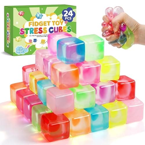 24 Pack Stress Cube, Mini Cube Squishy Squeeze Stress Balls for Anxiety | Slow Rise Squishy Cube for Adults Kids , Bulk Taba Squish Fidget Toys for Classroom Prizes Party Favors - Image 1