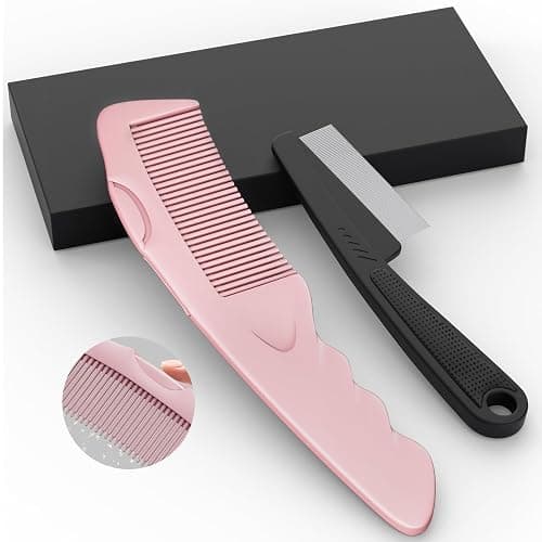 Dandruff Comb 2PC Upgraded Fine Tooth Scalp Detox Comb Lice for Women, Men & Kids Scalp Detoxing, Sweep & Massage Hair Brush Tool with Elegant Box for Hair Care (Pink) - Image 1
