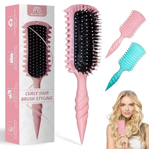 Curly Hair Brush, Curl Defining Brush, Shaping and Defining Curls for Women Hair Brush for Combing and Shaping, Reduce Pulling and Curl Separation For Defined Curls (Pink) - Image 1