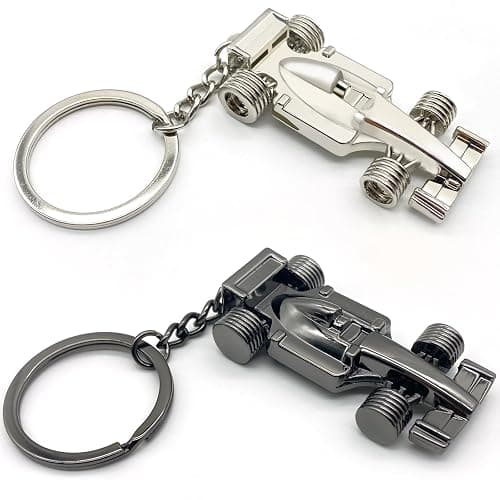 cuttnell F1 Keychain (2-Pack Silver & Black), Cool 3D Metal Racing Model Keychain for Gifts for Yourself or Your Boyfriend, Husband, Father, Driver and All Fans Who Love F1 & Formula One - Image 1