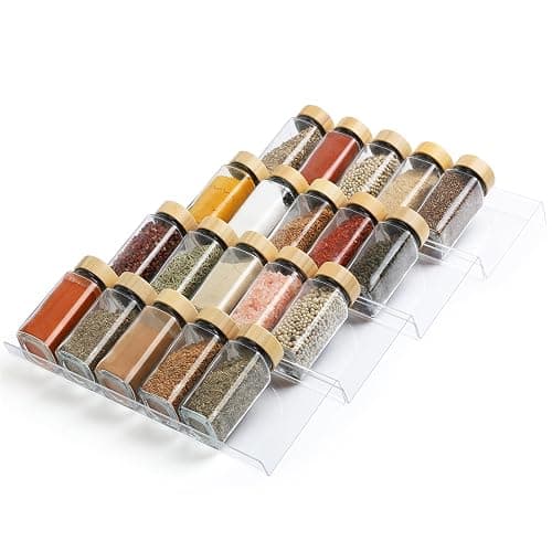 Suneerplay Spice Drawer Organizer 4 Tier, Acrylic Seasoning Organizer Rack, Clear Spice Rack Tray, Kitchen Seasoning Jars Drawers Insert (Jars Not Included/ Expandable From 9" to 18") - Small - Clear 4 Pack - Image 1