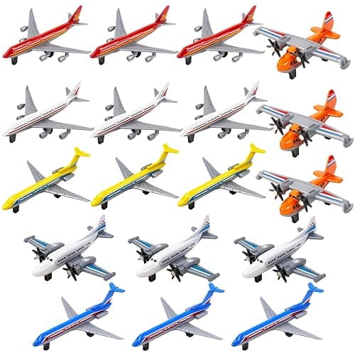 YongnKids 18 pcs Airplane Toys, Diecast Plane Toy for Boys Age 3 4 5 6 7 | Alloy Toy Aircraft Models Incl Airlines Glider, Great for Kids Birthday Party Favors Goodie Bag Stuffers,Classroom Prizes - Image 1