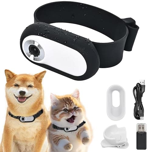 Lian.Ripple.Lian 1080p HD Cat Dog Pet Camera Collar with Video Recording Sports Camera Baby Monitor No WiFi Indoor/Outdoor All Activities Pet Supplies and Monitors Gift, Birthday Gift White - Image 1