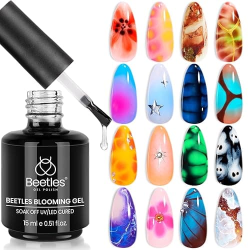 Beetles Blooming Gel 15ml Clear Uv Led Blossom Halloween Nails Gel Polish for Spreading Effect Marble Natural Stone Watercolor Floral Print Soak off Diy Nail Art Design Manicure Gift for Women - Image 1