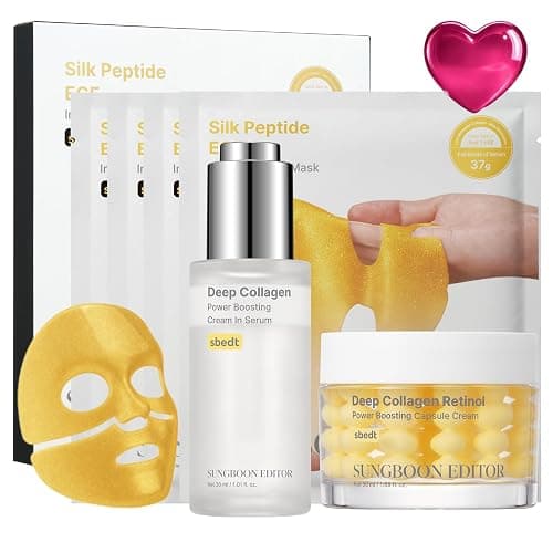 SUNGBOON EDITOR Golden Glow Plump-Looking Trio I Silk Peptide EGF Intensive Gold Mask & Deep Collagen Serum & Deep Collagen Capsule Cream I Valentines Day Gifts for Woman - Image 1