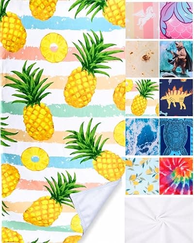 LIVILAN Pineapple Beach Towel, 24" x 48" Small & Lightweight, Soft Microfiber, Absorbent, Quick Dry, Sand Free, Ideal for Pool, Bath, Swim, Travel, Unique Yellow Pineapple Gifts - Image 1