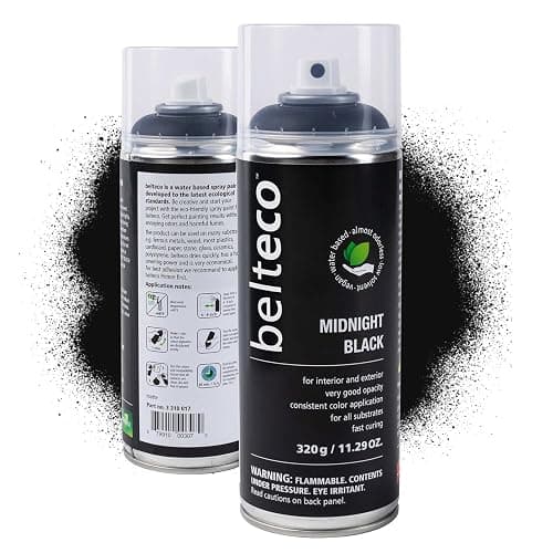 BELTECO Midnight Black Matte Spray Paint | Water based & Odorless | Eco-Friendly & Vegan | Weather & UV-Resistant | For all Substrates | Fast Drying with High Coverage | For Indoor/Outdoor Use - Image 1