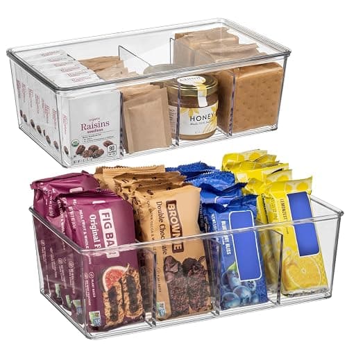 ClearSpace Pantry Organization Bins with Dividers & Lids, 2 Pack