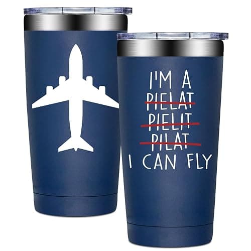 BIRGILT Pilot Gifts for Men - Aviation Gifts for Pilots - Funny Airplane Gift for Men, Women - Christmas Birthday Gift for Airplane Lovers, Aviation Lover - 20oz I Can Fly Pilot Tumbler Cup - Image 1