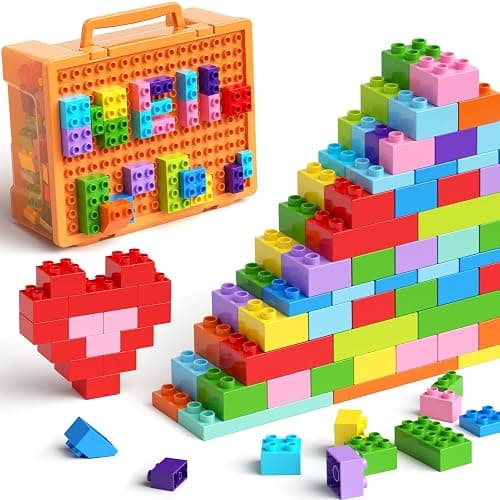 97PCS Building Blocks Set with Storage Box & Base Plate - STEM Educational Toys for Toddlers, Kids Ages 3+, Compatible with Major Large Particle Building Block - Image 1