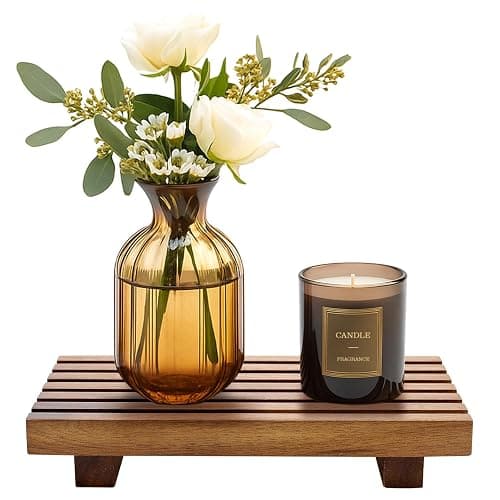Acacia Wood Riser for Bathroom Sink Tray Kitchen Counter Decor Trays Pedestal Stand Sponge Soap Dish Holder Decorative Wooden Risers for Kitchen Sink Soap Tray Vanity Bathroom Countertop Accessories - Image 1