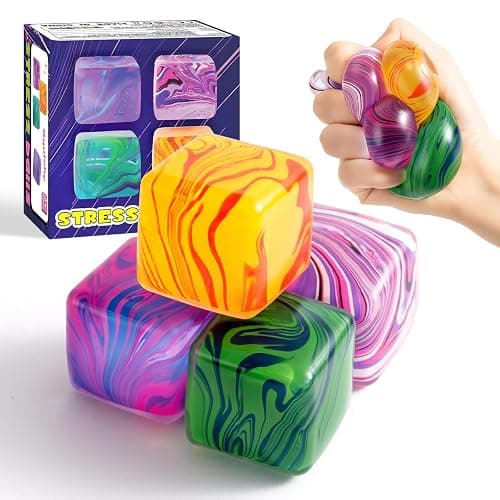 4 Pack Squishy Fidget Toys Stress Cube Bulk, Squishies Slow Rising Stress Balls for Adults Kids, Sensory Fidget Toys for Anxiety Relief, Small Squishy Toys for Classroom Prizes Party Favors - Image 1