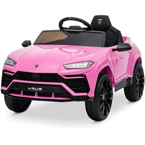 Kidzone Ride On Car 12V Lamborghini Urus Kids Electric Vehicle Toy w/Parent Remote Control, Horn, Radio, Port, AUX, Spring Suspension, Opening Door, LED Light - Pink - Image 1