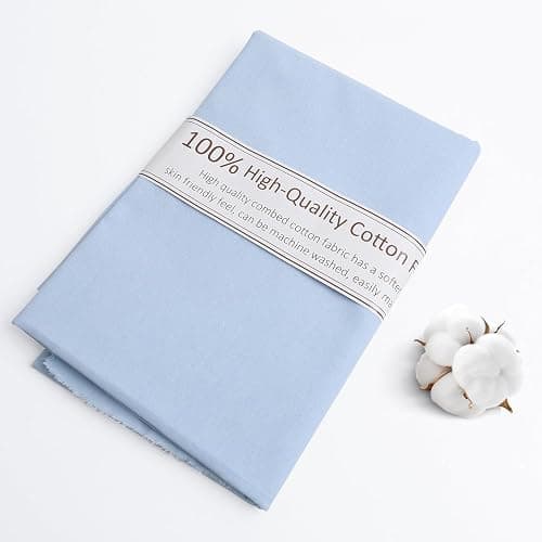 FFPDYBEST Lake Blue Cotton Fabric, Natural 100% Cotton Poplin Fabric by The Yard 59 Inches Wide Lining Fabric for Sewing Apparel Cloth Soft Embroidery Quilting, 1 Yard - Image 1