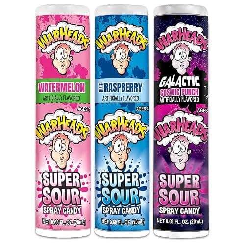 WARHEADS - Super Sour Candy Spray - Blue Raspberry, Green Apple and Watermelon Flavors - 0.68 oz. Bottles - 3 Pack - Image 1