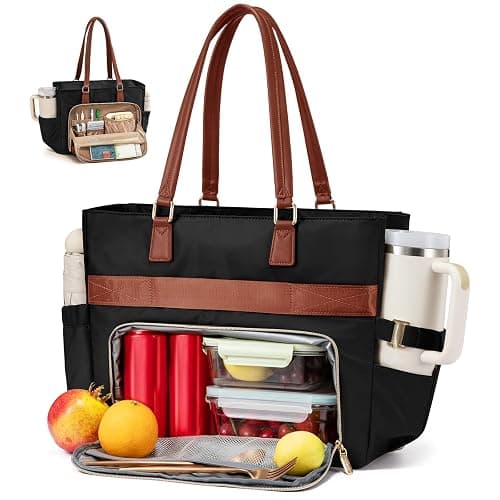 LOVEVOOK Lunch Tote Bag for Women, Work Bag with Insulated Lunch Compartment Laptop Bag Large Lunch Bag for Teacher, Daily - Image 1