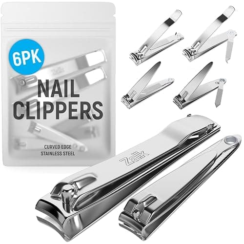 (6 Pack) Toe Nail Clippers Toenail Clippers and Fingernail Clipper Set, Premium Stainless Steel Ultra Sharp Sturdy Curved Edge Cutter Trimmer Finger Nail Clip for Adults Men Women Nail Cleaner - Image 1