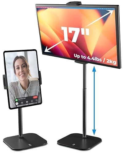 COOPER TabStand, 20" Tall iPad Stand for Desk, Portable Monitor Holder up to 17" Holds 4.4lb, Desktop Tablet Stand, Tablet Mount, Apple iPad Holder for Desk, for Samsung, Kindle, Fire (Night Black) - Image 1