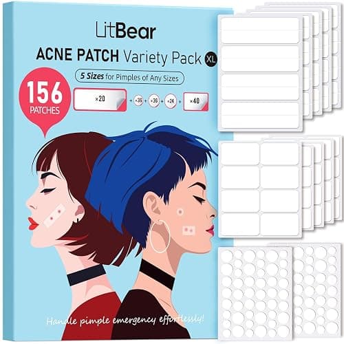 LitBear Large Pimple Patches, Acne Patches for Face, Chin, Back or Body, Hydrocolloid Patches Suitable for All Skin Types - Image 1