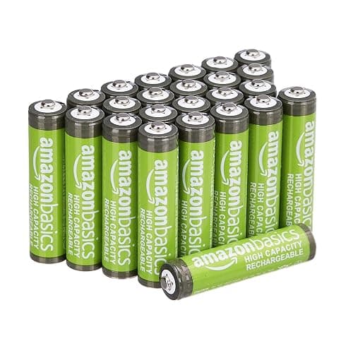 Amazon Basics 24-Pack Rechargeable AAA NiMH High-Capacity Batteries, 850 mAh, 1.2V, Recharge up to 500x Times, Pre-Charged - Image 1