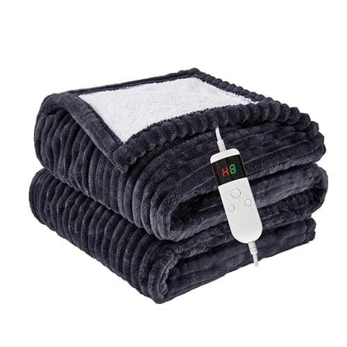 Qieryun Heated Blanket Electric Twin, Soft Flannel Heating Blanket with 8 Hours Auto Off 10 Fast Heating Levels Machine Washable Sherpa Heated Blanket with Overheating Protection - Image 1