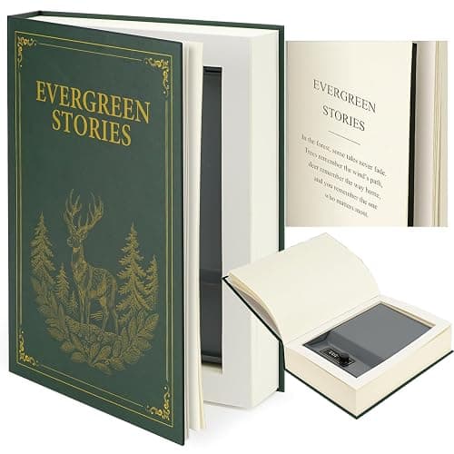 Large Decorative Book Safe with Combination Lock, 10.82"×7.67"×1.77" Hidden Storage Diversion Box for Cash, Phone, Passport, Valuables – Home Office Bookshelf, Evergreen Stories - Image 1