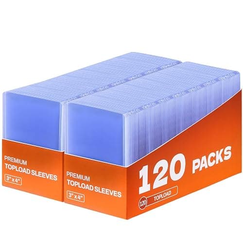 Fabmaker 120 Card Sleeves, 3" x 4" Topload for Cards, Hard Plastic Baseball Card Protectors, Ultra Clear Rigid Topload Trading Card Holders for Baseball, Football, Sports Cards - Image 1