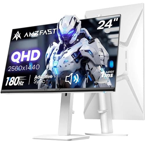 Amzfast 24 Inch Gaming Monitor 180Hz QHD 2k 2560 ×1440p Monitor, 1ms Adaptive Sync, 96% DCI-P3, Built-in Speakers, Height Adjustable, VESA Mount, IPS Monitor with HDMI 2.0 x 2 & DP 1.4 x 2, AMZG24F6Q - Image 1
