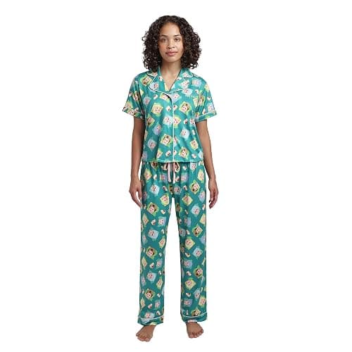 Bioworld Golden Girls Characters All-Over Print Women's Button-Down Shirt And Pants 2-Piece Pajama Set - Image 1