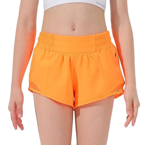 Aurefin Girls Athletic Shorts, Lightweight Running Shorts for Teen Girls Kids Sports Active Short with Zip Pocket and Elastic - Image 1