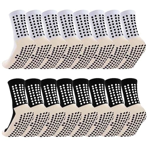 Ukontagood 8 Pairs Kids Grip Soccer Socks, Non Slip Socks for 6-12 Years Old Kids, Anti Slip Socks for Soccer Basketball - Image 1