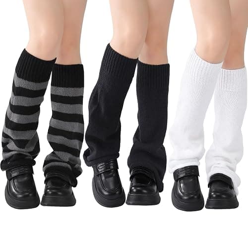 Jspupifip Leg Warmers for Girls, Knit Flared Long Leg Sleeves Socks, Y2K Kawaii Winter Accessories Halloween Christmas - Image 1