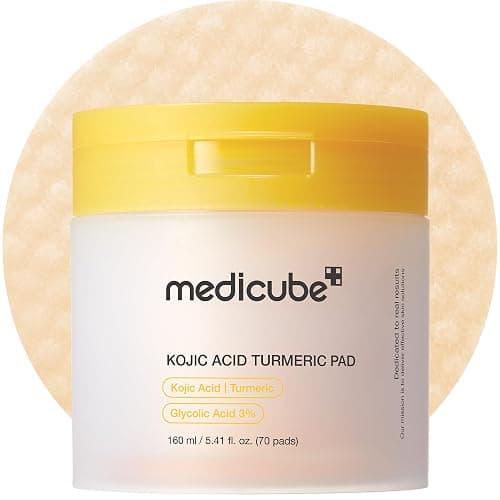 medicube Toner Pads Kojic Acid Turmeric Clarifying Toner Pad for Troubled Skin & Use After Spot Care, Soothing with Kojic Acid, Turmeric, Niacinamide, Glycolic Acid, Korean Skin Care, 70 Pads (1 Pack) - Image 1