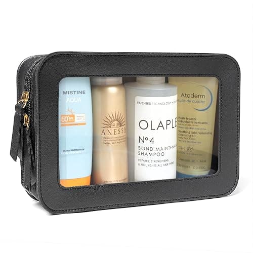 LETGO Clear Makeup Bags, TSA Approved Toiletry Bag with Zipper, Clear Makeup Organizer Fit Carry-on Travel Car Accessories Essentials,Portable Travel Small Pouch for Women Men (Black) - 0-Black - Image 1