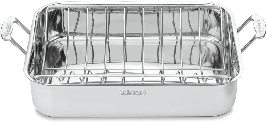 Cuisinart 16-Inch Roaster, Chef's Classic Rectangular Roaster with Rack, Stainless Steel, 7117-16URP1 - Image 1