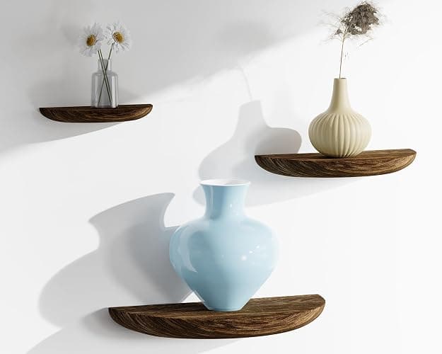 QsQueen Solid Wood Half Round Floating Wall Shelves | Elegant Floating Shelves, Elevate Your Space. Perfect for Living Rooms, Bathrooms, Bedrooms, Offices, Children's Rooms - Image 1