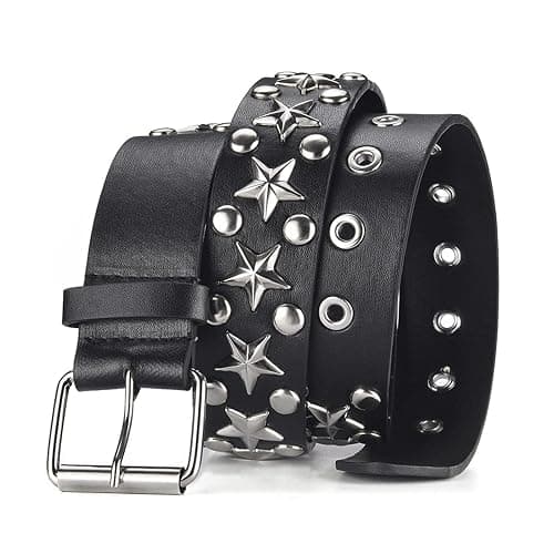 Studded Belts Women Y2K Belt Star Belts Black Girl Ladies Spike Stud Punk Waist Belt for Halloween Cosplay - Image 1