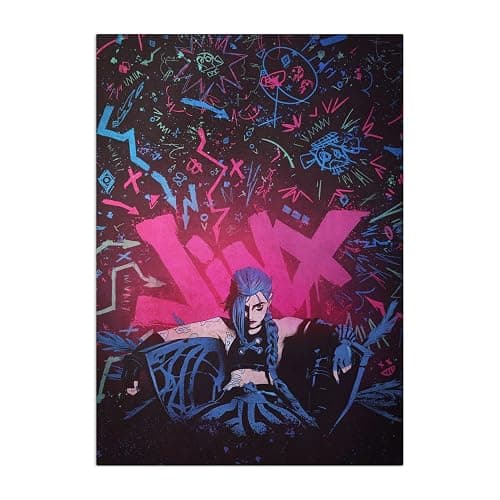 Displate Official Arcane Metal Poster Magnetic Mounting Included Licensed Artwork Modern Wall Decor I am Jinx Poster 12.6x17.7 in - Image 1