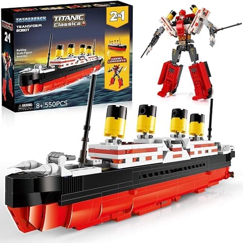 JOJO&Peach Titanic Stem Toys, 2 in 1 Titanic Model & Transform Robot Building Kit, Collectible Display Model Set, Stem Projects Toys Gifts for Kids Age 8+ and Adults (550 Pieces) - Image 1