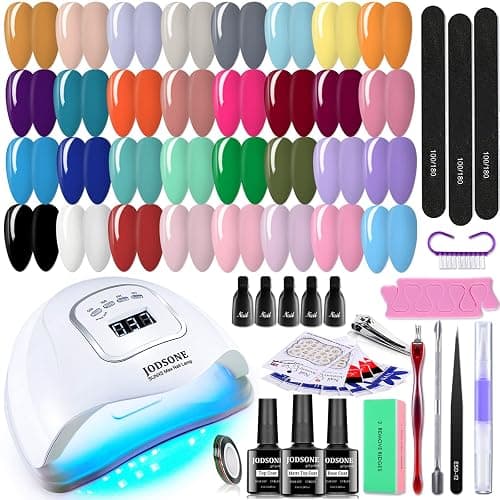 JODSONE Gel Nail Polish Kit with U V Light for Nail 32 Colors Soak Off Nail Gel Polish Set Manicure Accessory Tools Lamp Gel Nail Kit for Nail Art Manicure Salon DIY and Home - Image 1